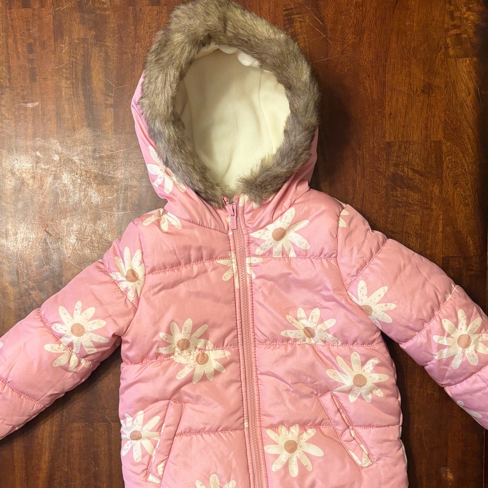 Carters 4T Girls Winter Coat and Snow Over-all Pant Set